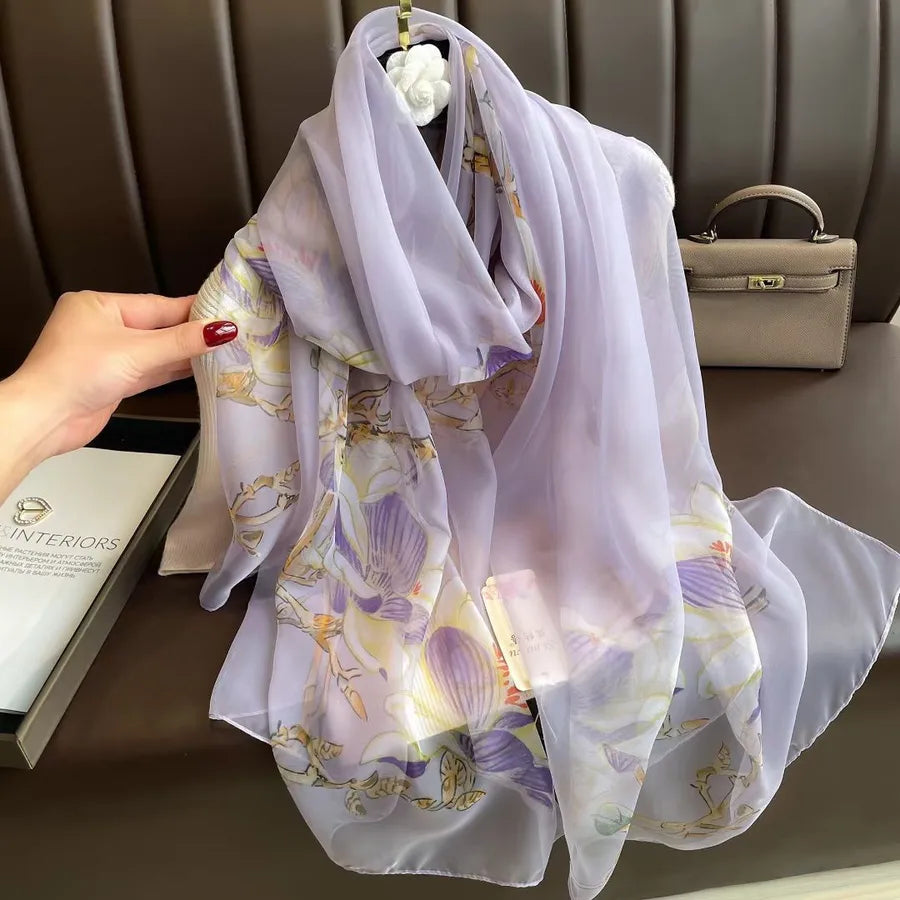 women's elegant geometric satin silk scarf