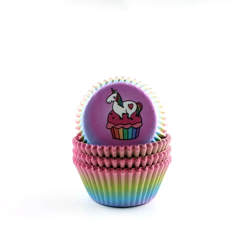 Simple Style Rainbow Heart Shape Solid Color Anti-oil paper Bakeware cake cups