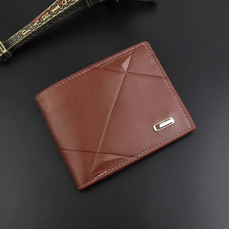 men's stripe pu leather open wallets