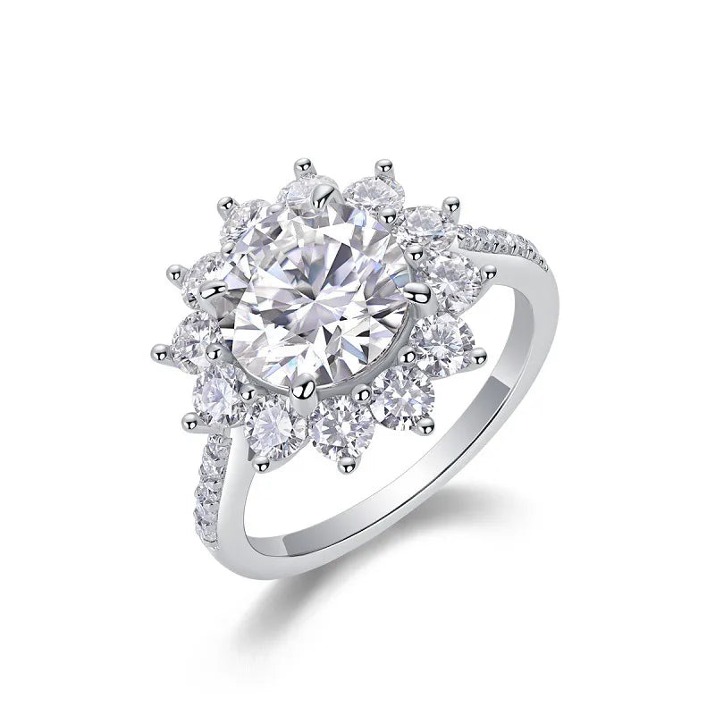 Moissanite 925 Sterling Silver Rings GRA Certificate Geometric Rings