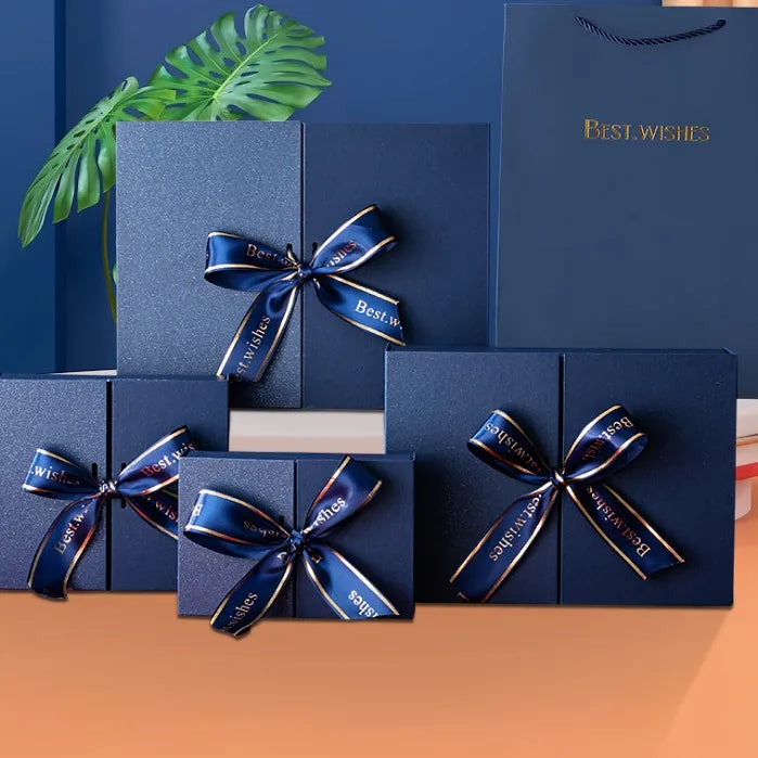 Luxury Blue Orange Double Opening Gift Box Creative Present Packaging For Men Elegant Luxurious Unisex Gift Box