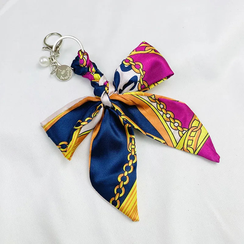 Sweet Simple Style Bow Knot Cloth Metal Unisex Bag Pendant Keychain