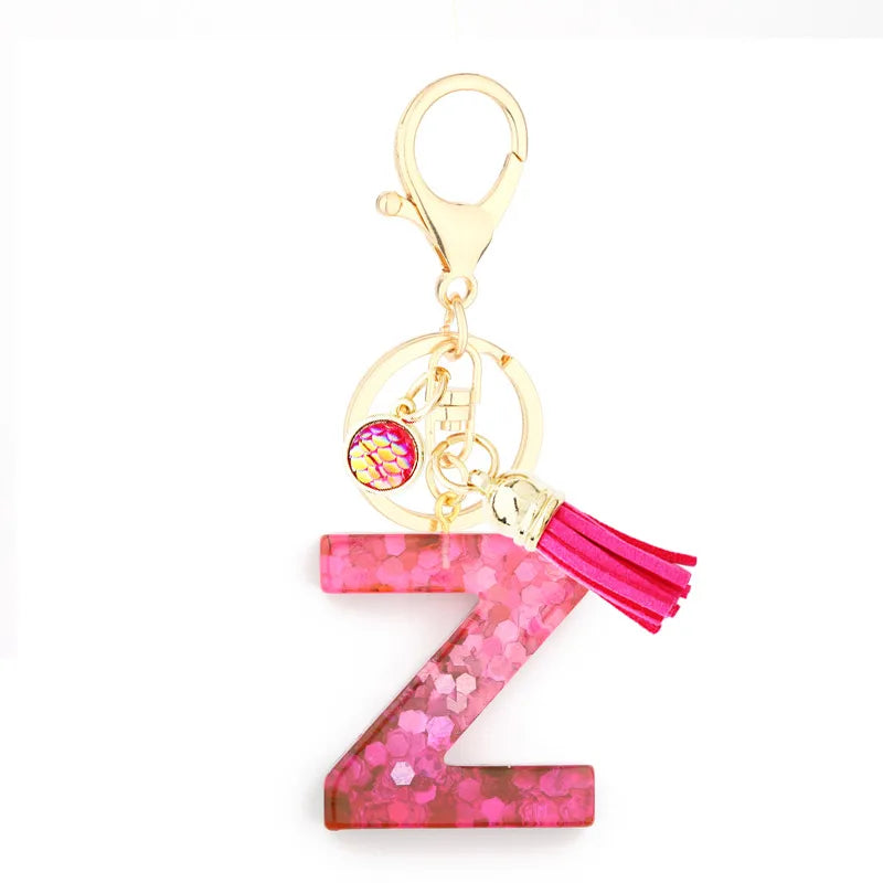 1 piece fashion letter resin patchwork unisex keychain