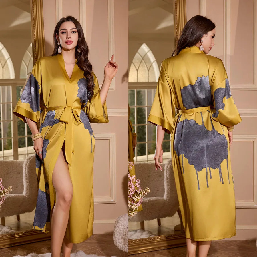 new satin chiffon ice silk light bathrobe multicolors