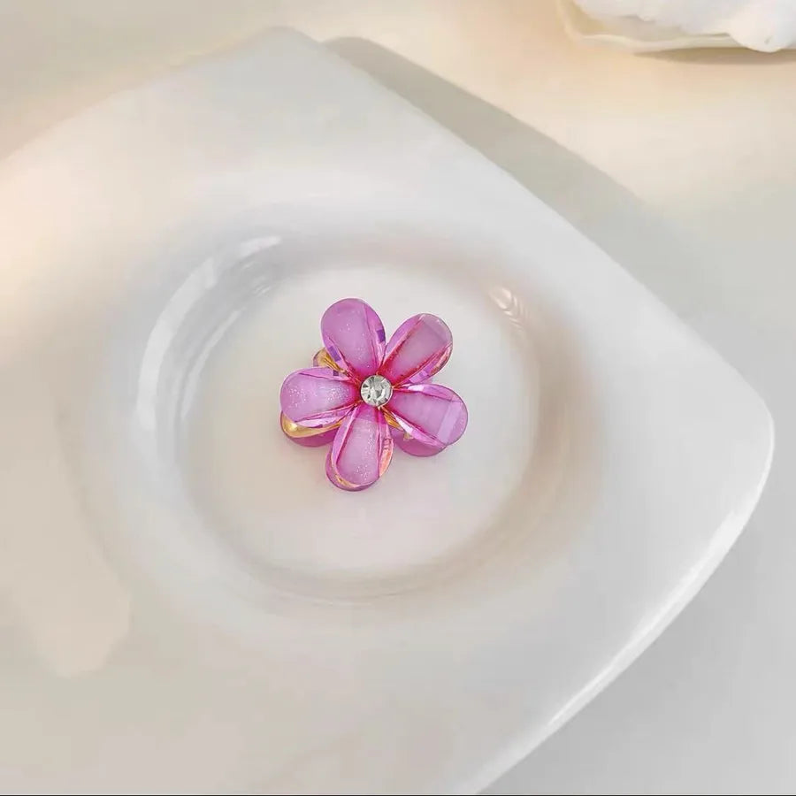women's sweet flower alloy resin plating inlay rhinestones hair clip