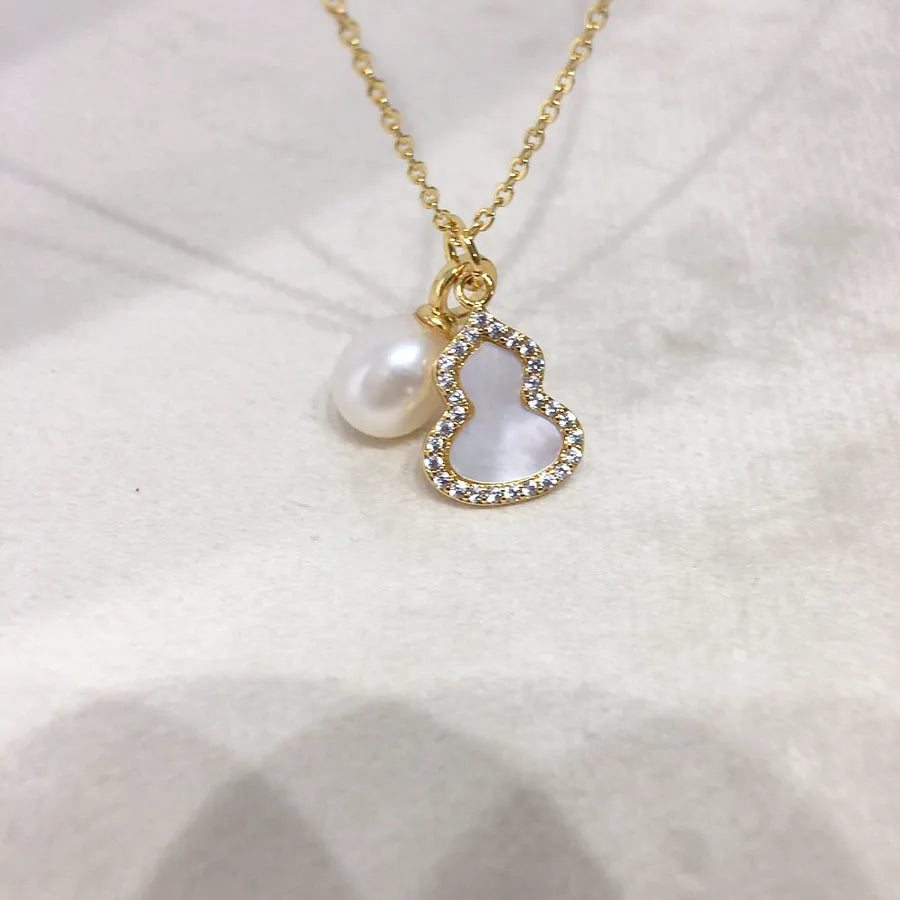 Zhuji Pearl Lucky Gourd Natural Freshwater Pearl Pendant Seashell Fritillaria Fulu Pearl Necklace Gift Wholesale