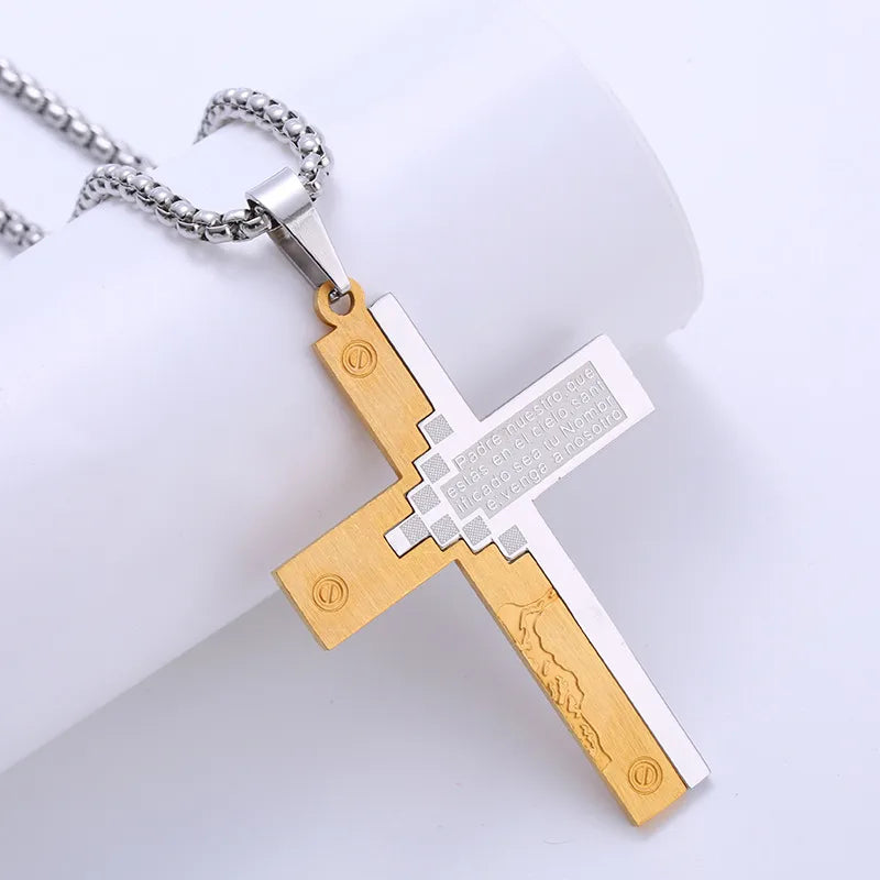 1 piece hip-hop cross stainless steel plating 18k gold plated men's pendant necklace