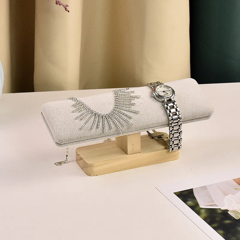 1 Piece Pu Leather solid wood Flannel Nordic Style Simple Style Solid Color Jewelry Display Jewelry Rack