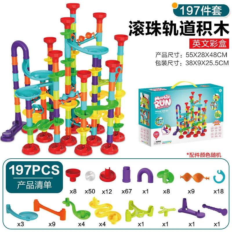 Best Selling Variable Ejection Track Ball Slide Building Blocks Stereo Maze Pipe Assembled Children's Early Education Toys