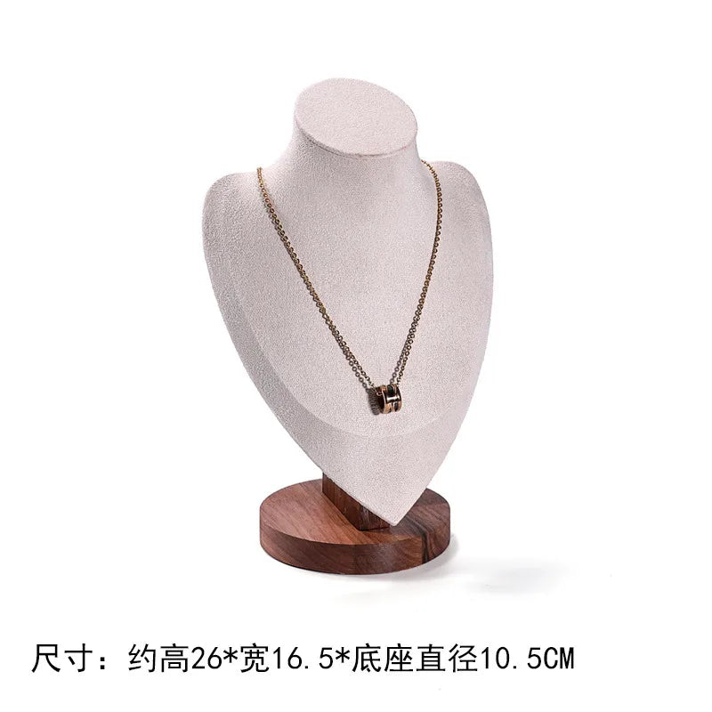 Walnut Wood Necklace Display Stand Portrait Neck Model Jewelry Stylist Showoff High-End Sensation Integrated Design Display Rack