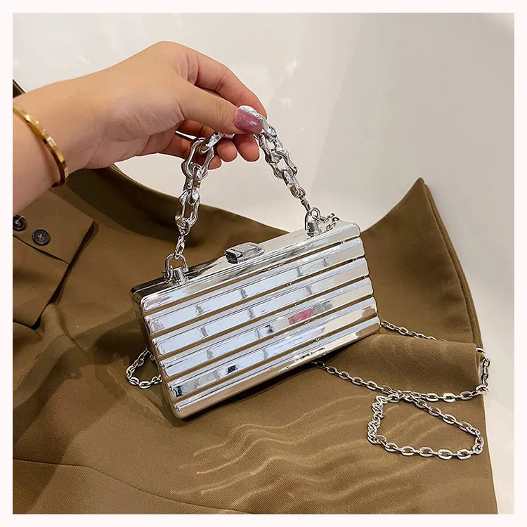 women's small all seasons arylic solid color classic style square lock clasp handbag