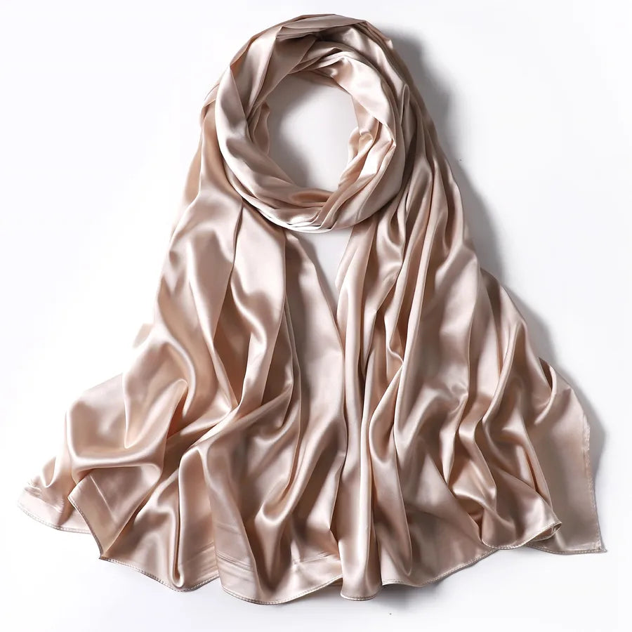women's streetwear solid color satin winter scarves