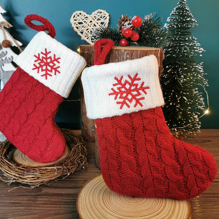 Christmas Fashion Letter Color Block yarn Party Christmas socks Party Supplies Decorations 1 Piece