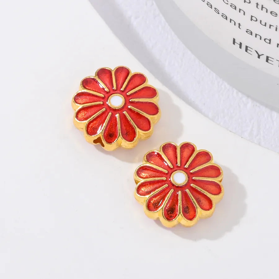 3 Pieces 11*11mm Hole Under 1mm Alloy Flower Beads