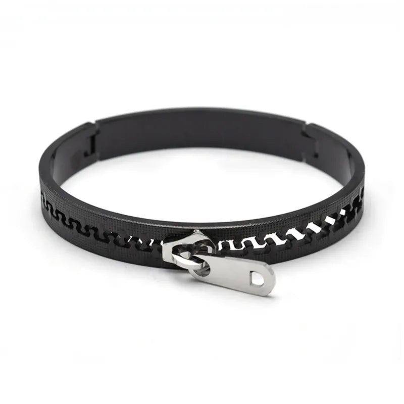 Cool Style Zipper 304 Stainless Steel Bangle In Bulk