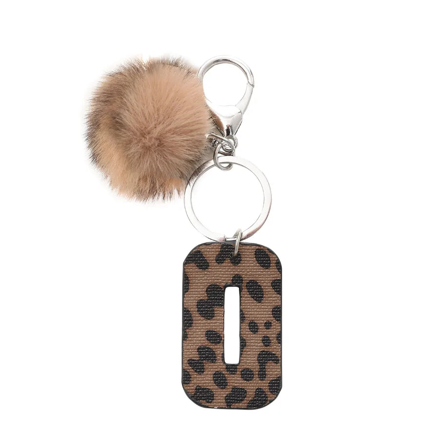 retro leopard pu leather bag pendant keychain