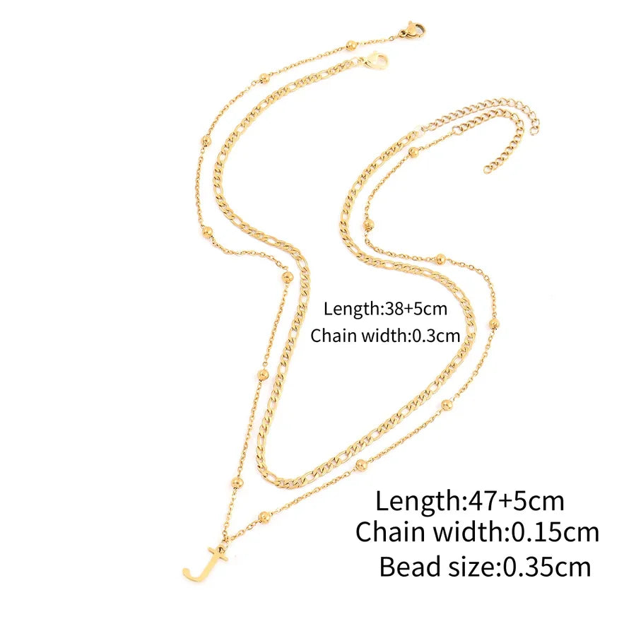 Wholesale Jewelry Elegant Simple Style Classic Style Letter 201 Stainless Steel 304 Stainless Steel Artificial Crystal cable chain figaro chain Pendant Necklace