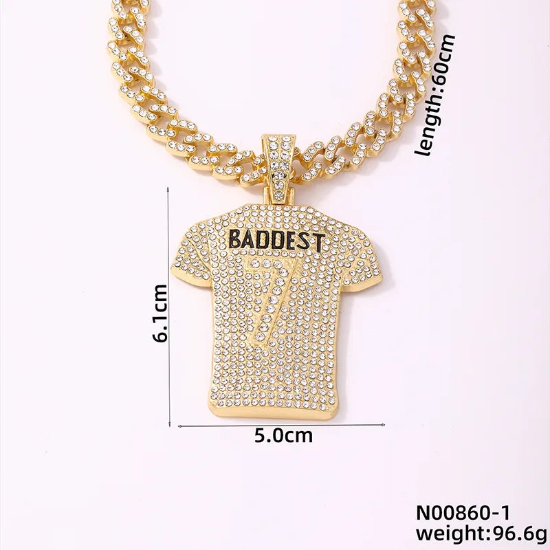 Wholesale Jewelry Hip-Hop Retro Mouth Letter Mask Copper Rhinestones K Gold Plated Rhodium Plated Plating Inlay Pendant Necklace Cuban Link Chain Curb Chain