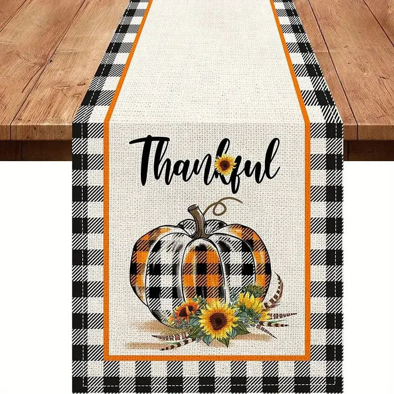 Halloween Thanksgiving Cute Pumpkin Lattice Polyester Table Runner