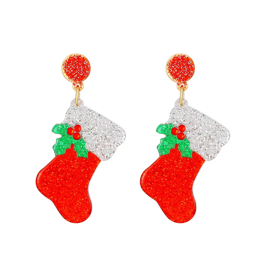 1 Pair Christmas Ethnic Style Christmas Socks Enamel Plating Alloy Drop Earrings
