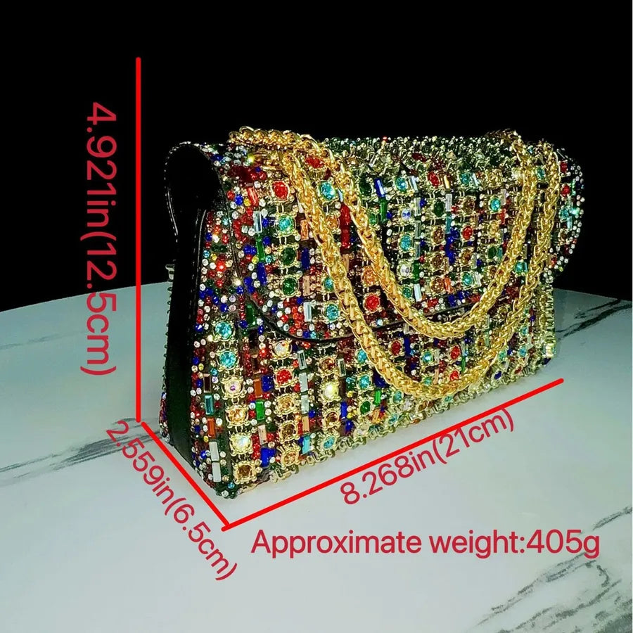 New Full Drill Handbag Diamond Embedded Underarm Evening Bag Women's Socialite Ball Gown Single Shoulder Crossbody Dinner Bag