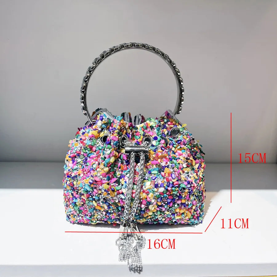 Women's Medium Polyester Solid Color Streetwear Bucket String Bucket Bag