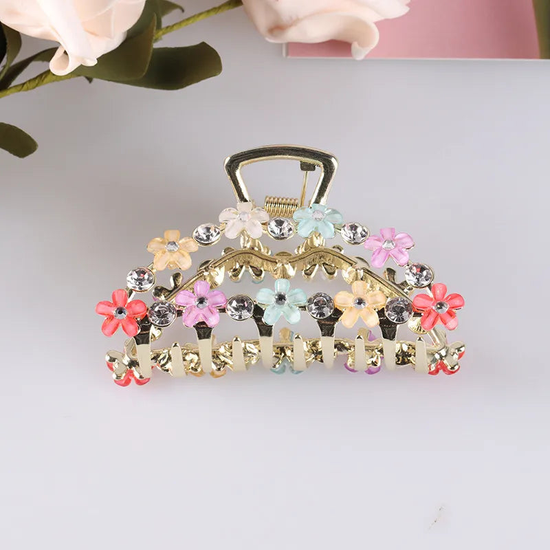 vintage style flower zinc alloy plating inlay zircon hair claws