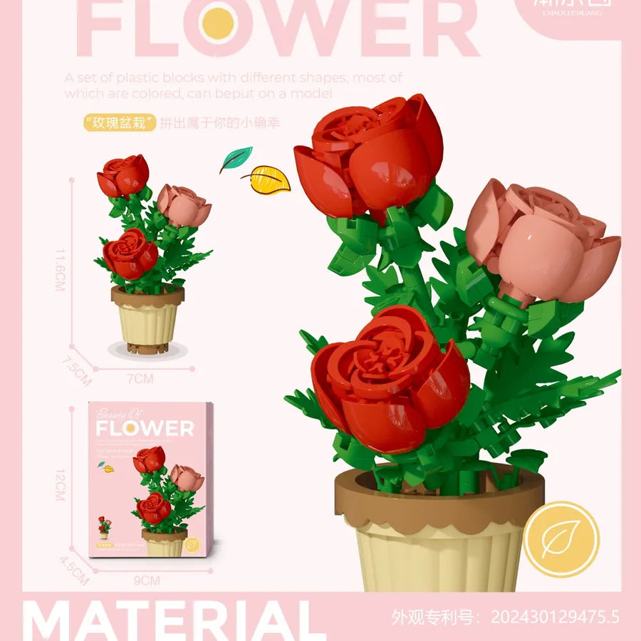 Kids(7-16Years) Flower Plastic Building Toys