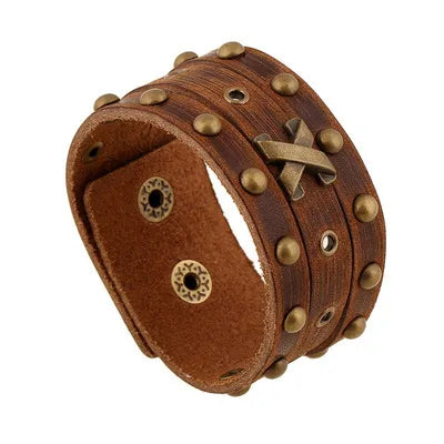Ebye  New   First Jewelry Retro Punk Cowhide Bracelet Men's  Leather Bracelet