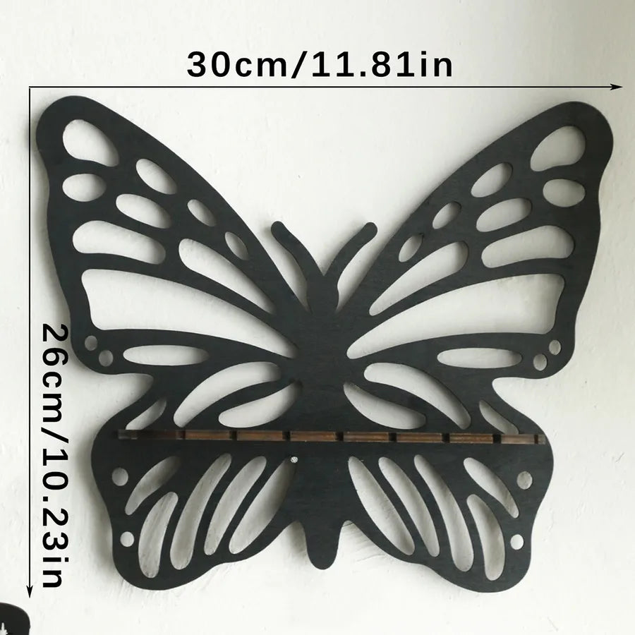 Retro Classic Style Butterfly Wood Ornaments Storage Rack Wall Art