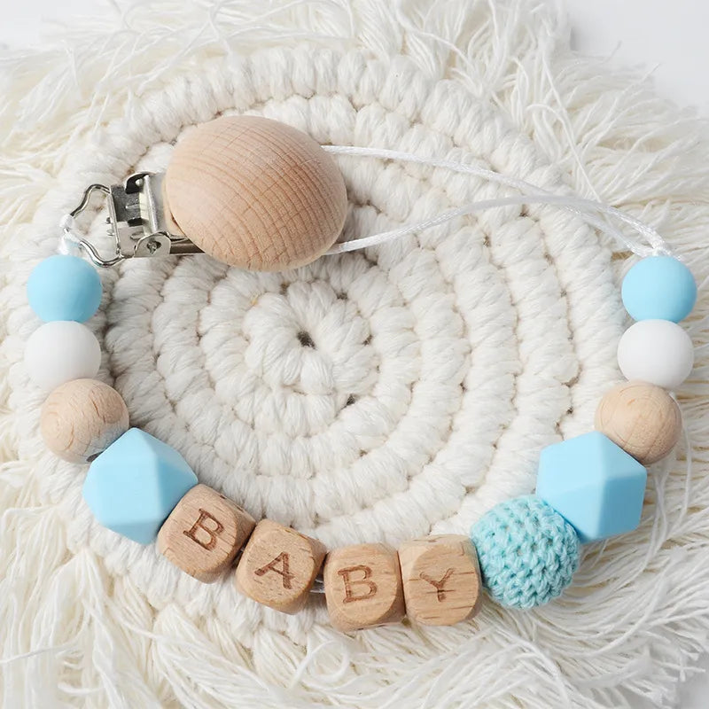 simple style letter beech silicone baby accessories