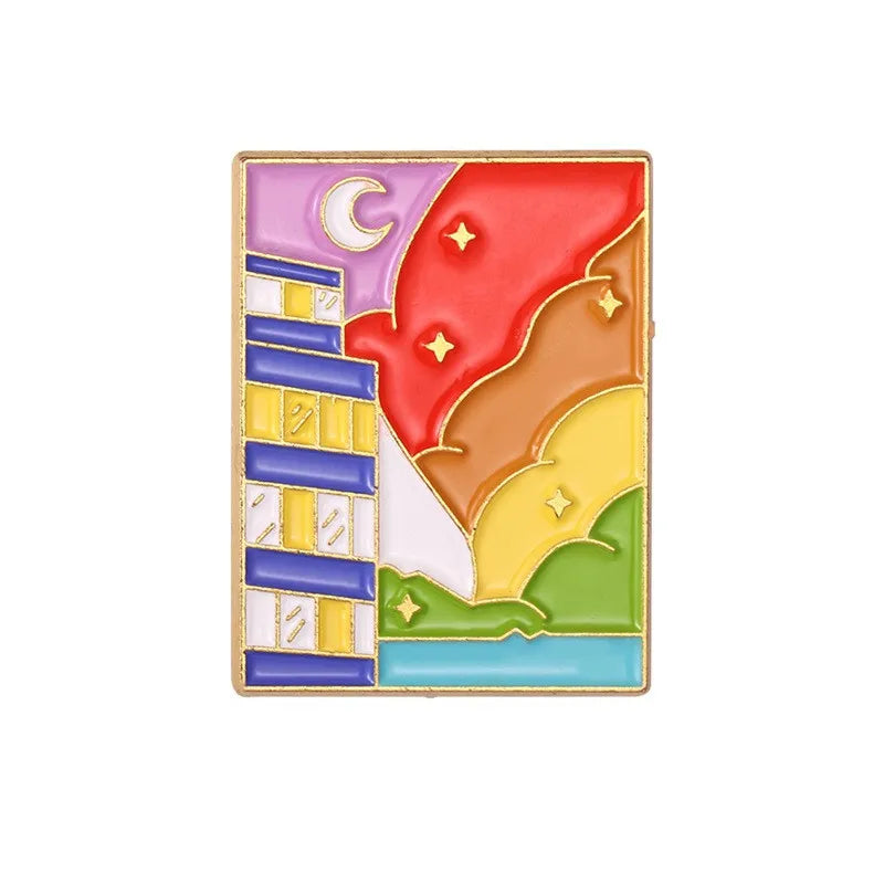 Creative Cartoon Rainbow Chest Pin Set Zinc Alloy Painted Cloud Shape Fashionable Men Women Lapel Pins Bag Decorations
