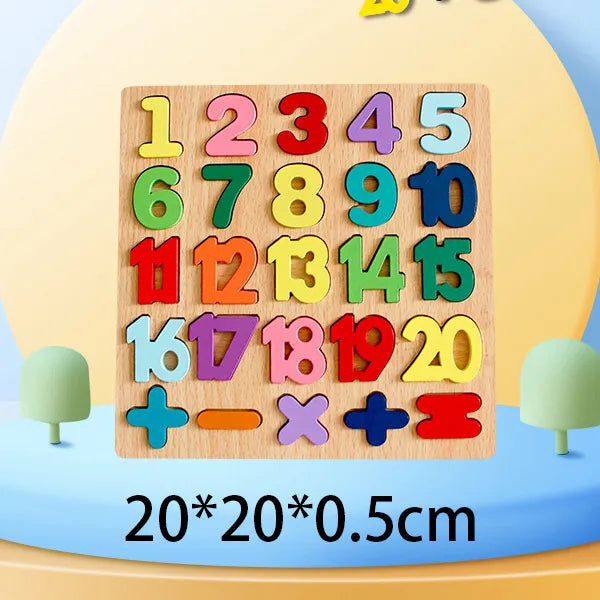 wooden colorful alphabet number cognitive matching puzzle kids  toys