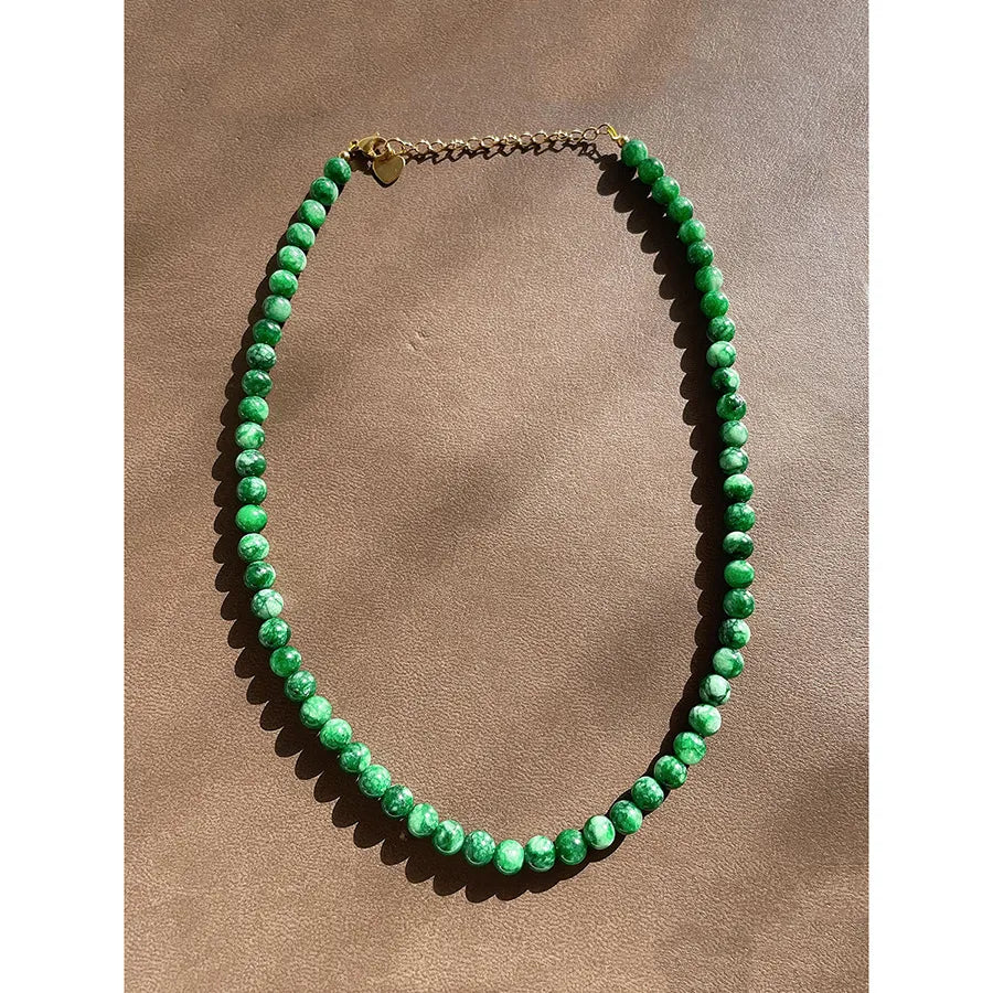 Simple Style Geometric Beaded natural stone Titanium Steel 18K Gold Plated Necklace In Bulk