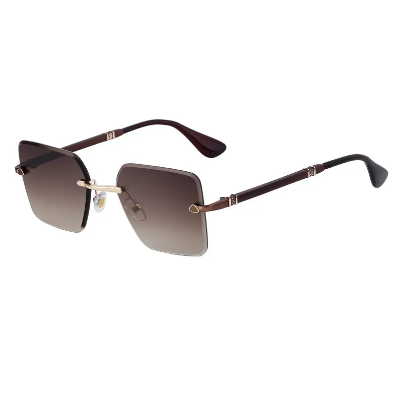 Simple Style Solid Color Pc Gradient Tinted Lenses Square Frameless Men's Sunglasses