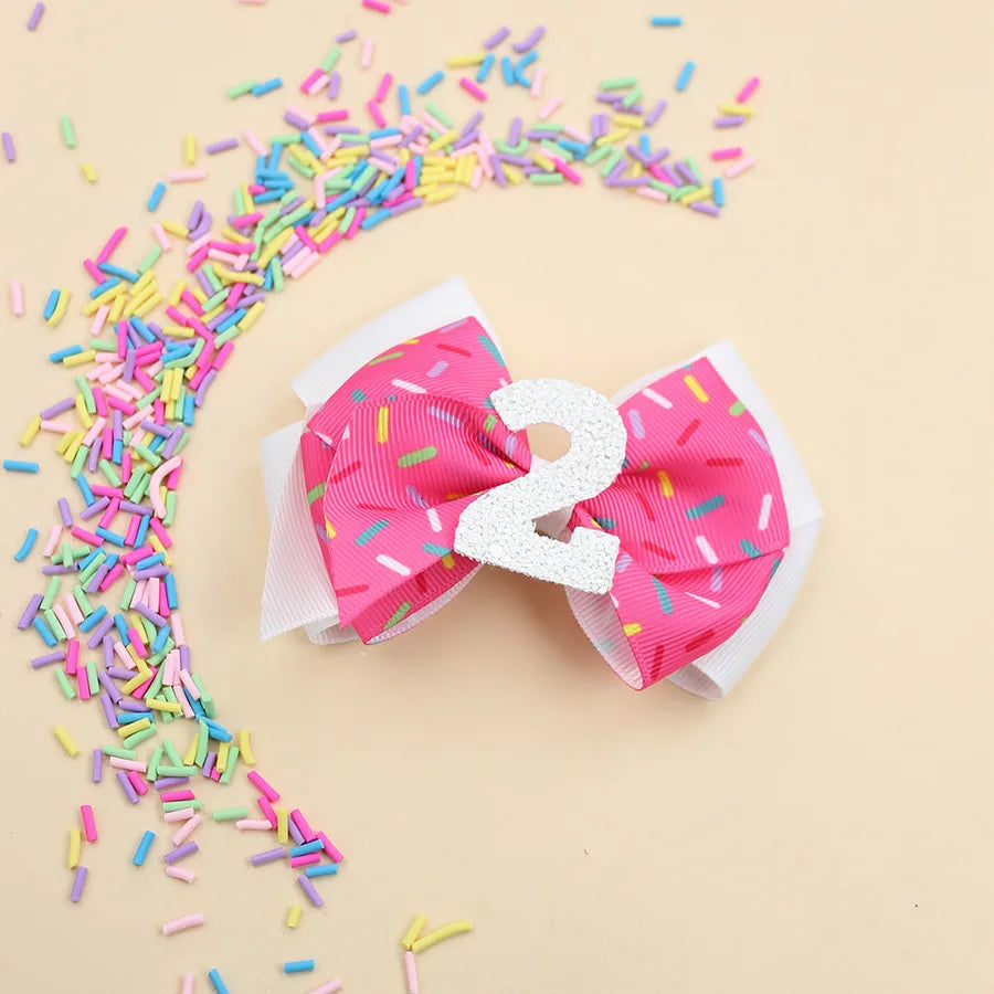 Birthday Digital Hairpin Pink Ice Cream Hair Band Children's Cute Sweet Birthday Hair Accessories  Explosions