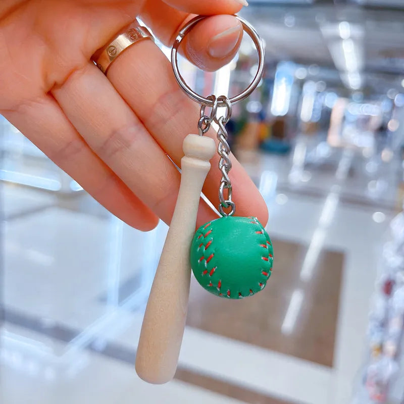 simple style sports ball pu leather metal unisex bag pendant keychain