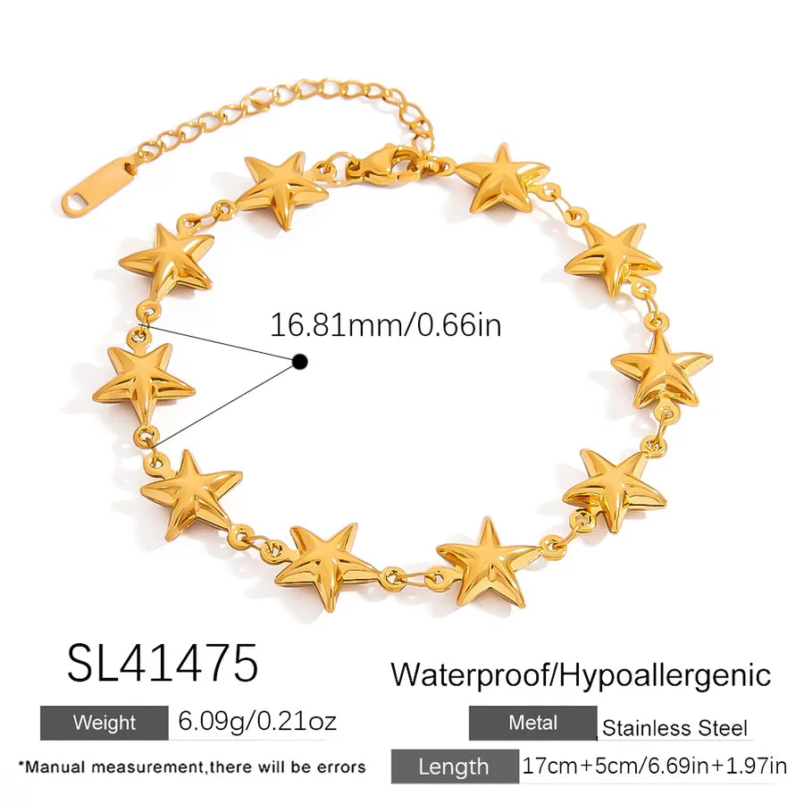 Luxurious Romantic Cross Infinity Star 304 Stainless Steel 18K Gold Plated Bracelets In Bulk