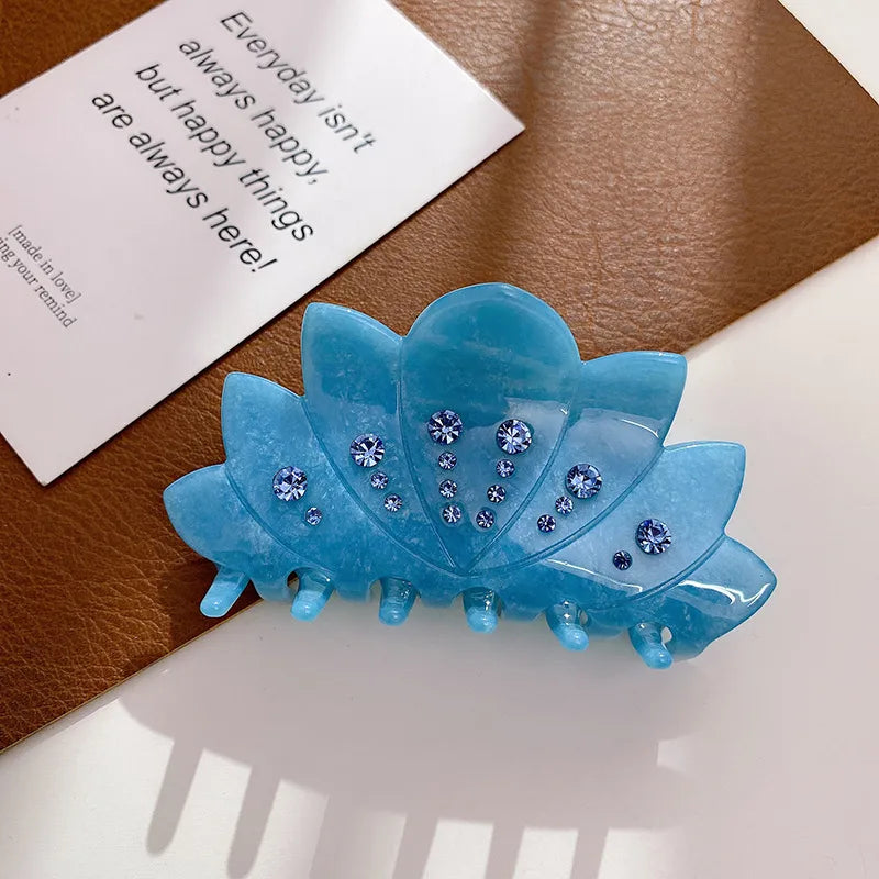 Dove Acetate Board Diamond Embedded Hair Clip New Style Top Bun Shark Clamp Women's Luxury Feeling Hair Accessories