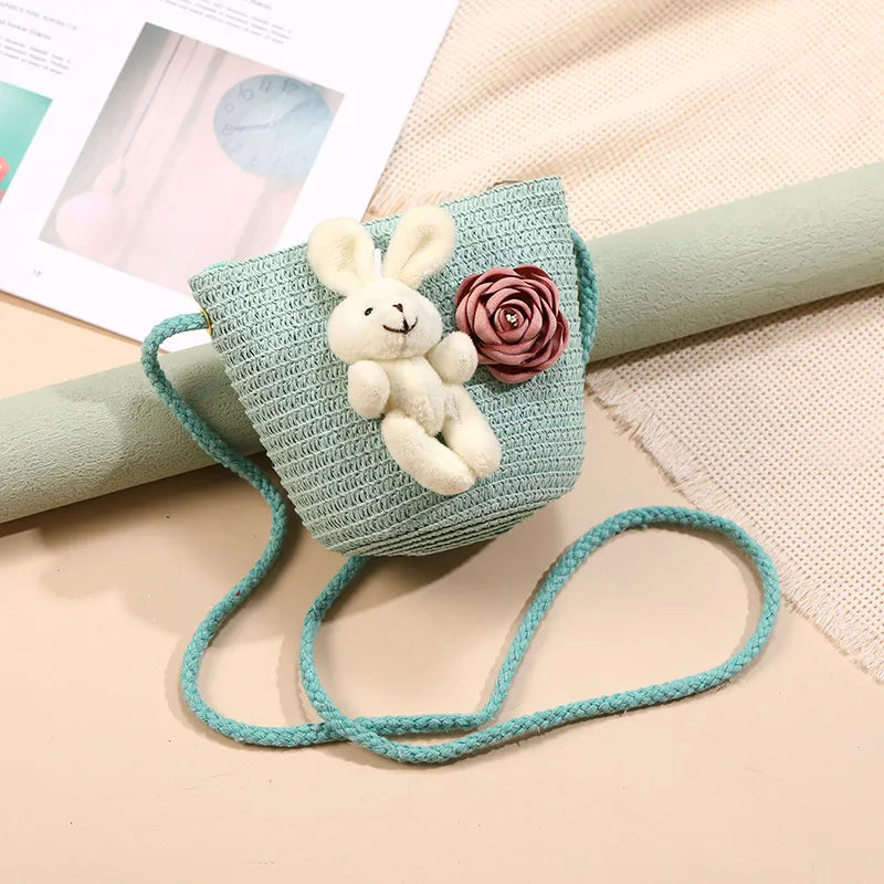 Straw Island Beach Woven Bag Women  New Popular Bag Seaside Straw Bag Cute Kid's Messenger Bag