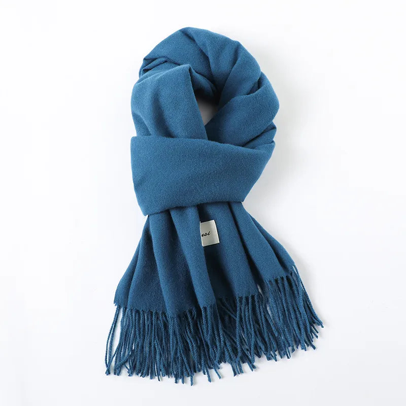 women's simple style solid color imitation cashmere scarf