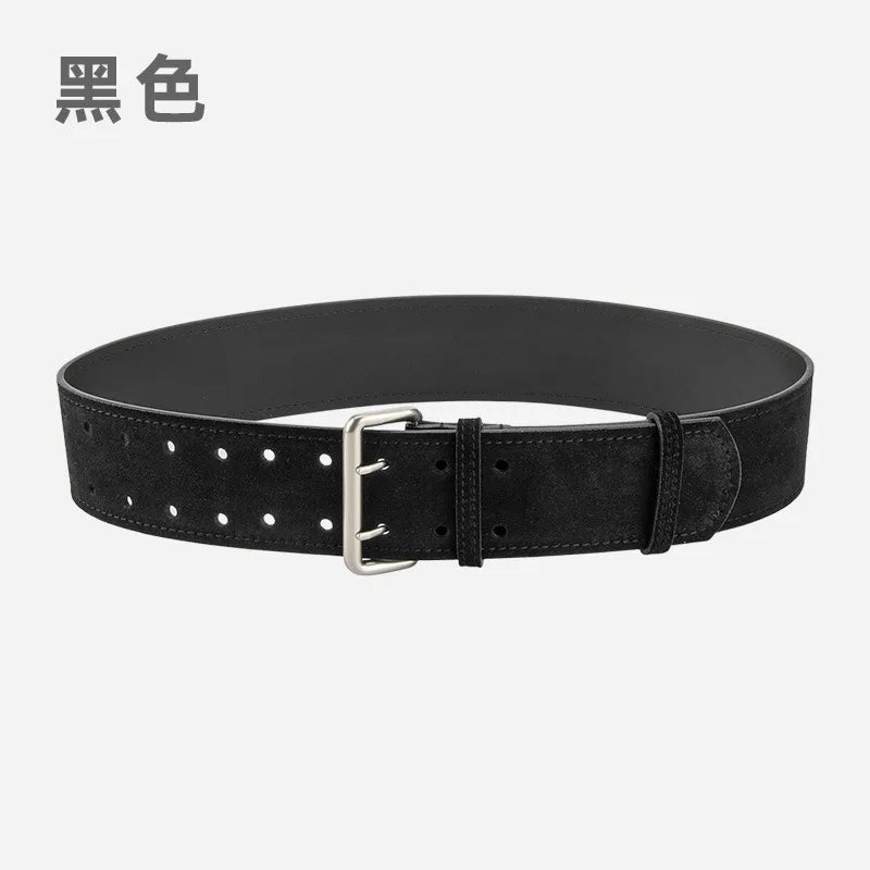 Retro Simple Style Solid Color Two-Layer Cowhide Alloy Plating Women's Leather Belts