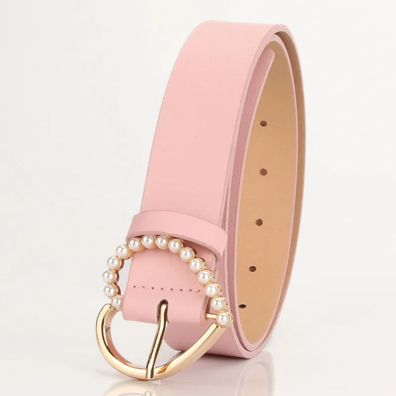 Simple Style Solid Color Imitation Leather Alloy Women's Leather Belts