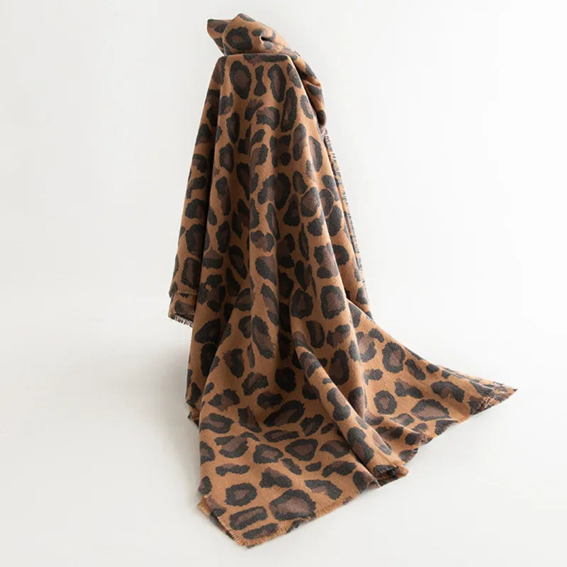 new fashion leopard print cashmere scarf women's  commuter printed warm cold-proof scarf wholesale