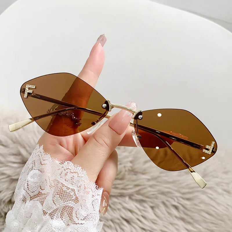 Basic Simple Style Solid Color Ac Special-Shaped Mirror Frameless Women's Sunglasses
