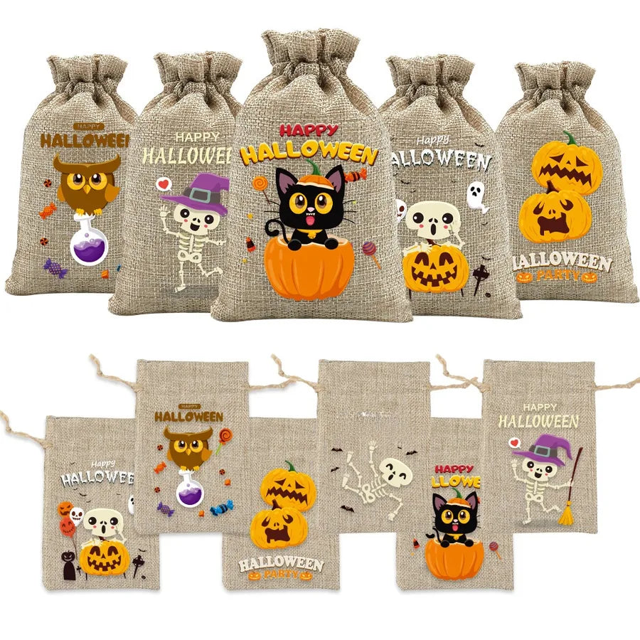 Halloween Linen Bag Easter Linen Bag Children Party Candy Storage Bag Festival Celebration Supplies Party Printing Material