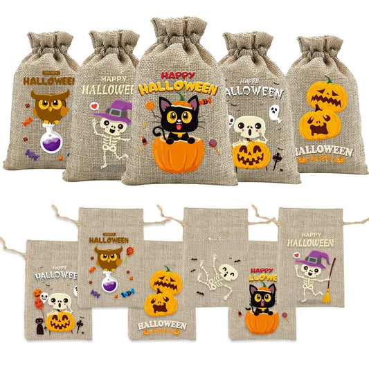 Halloween Linen Bag Easter Linen Bag Children Party Candy Storage Bag Festival Celebration Supplies Party Printing Material