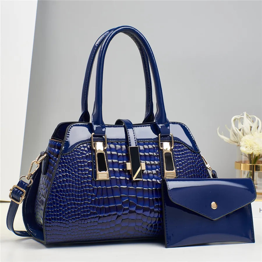 Taizhou Women's Bag Explosive Platinum Bright Leather Handbag Mother Bag Crocodile Pattern Shoulder Bag Crossbody Bag Bags