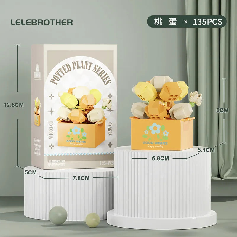 Compatible with  Blocks Flower Children's Educational Assembled Simulation Eternal Flower Flowers Fleshy Potted Toy Gift Wholesale