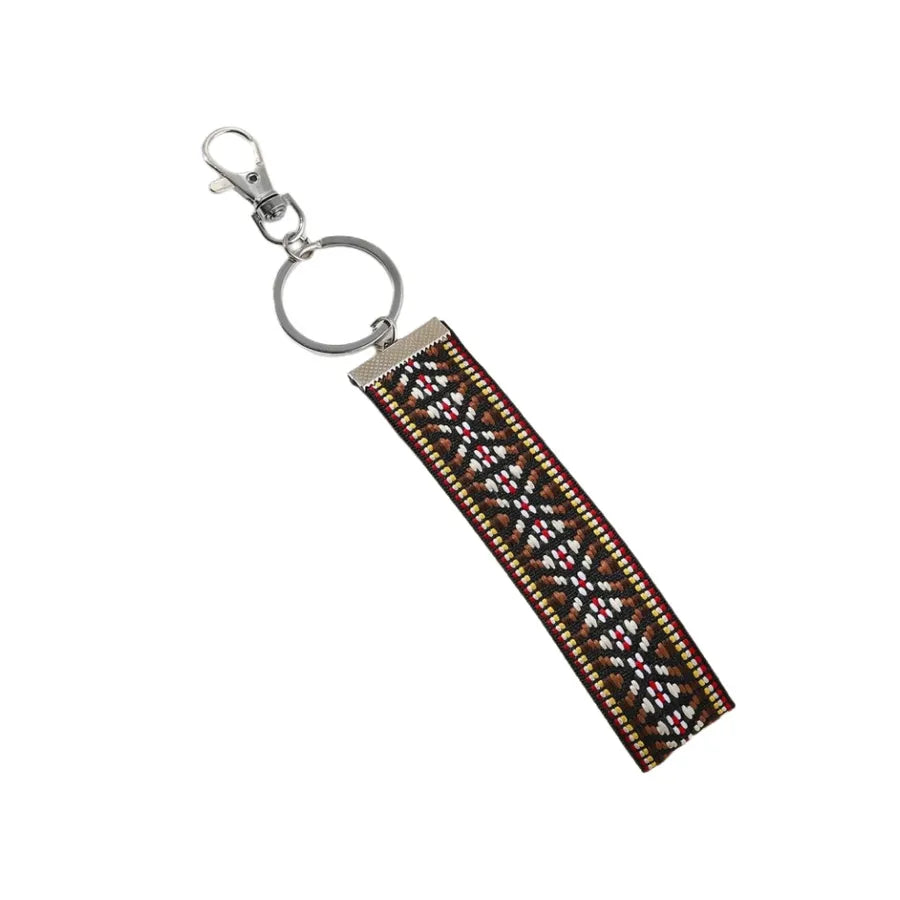 1 Piece Retro Ethnic Style Geometric Metal Knit Unisex Keychain